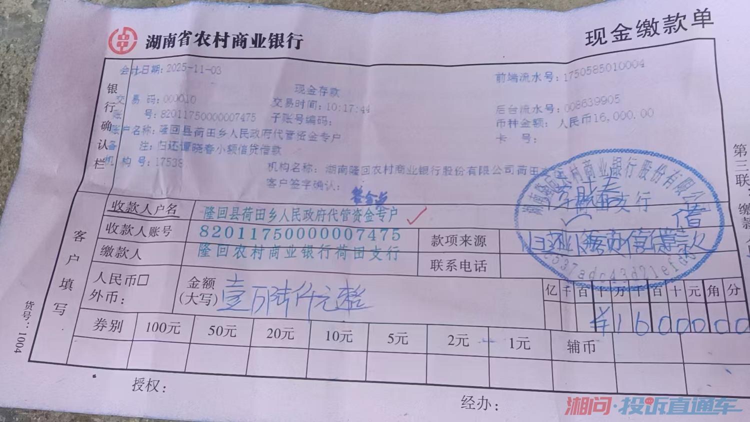 关于储户还款资金未入账，被重复扣款的投诉书投诉直通车_湘问投诉直通车_华声在线